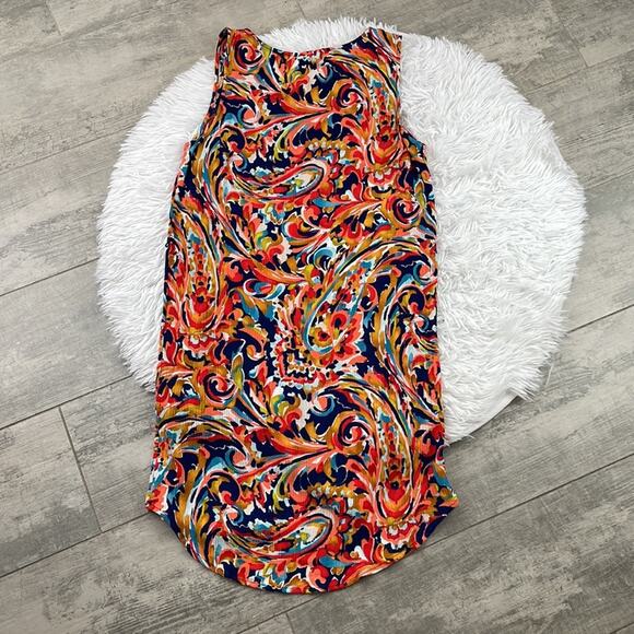 LIZ CLAIBORNE paisley print sleeveless, button front, high low dress. Size PM - Picture 8 of 8